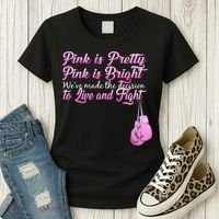 Live And Fight Pink Breast Cancer Women's T-Shirt thumb 3