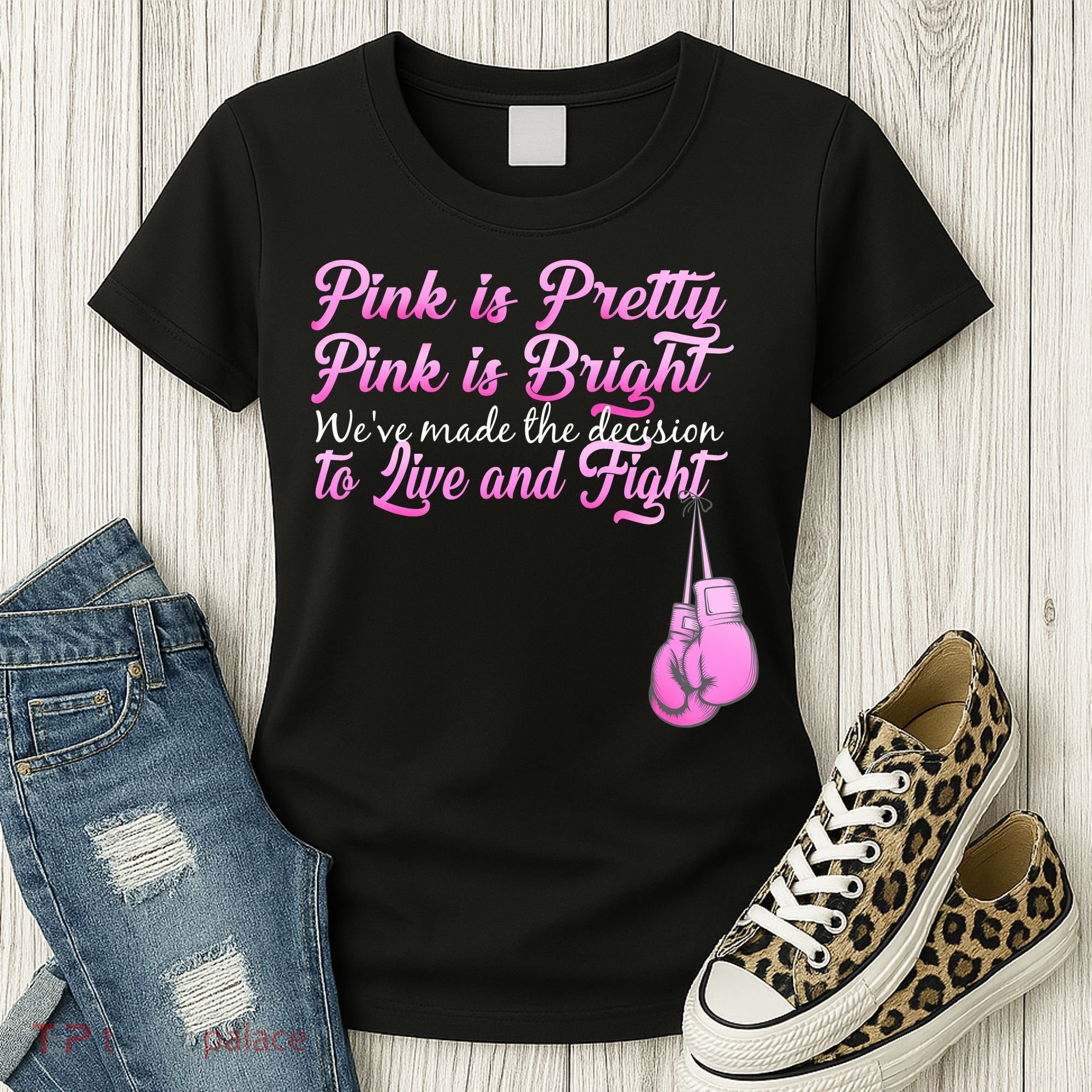 Live And Fight Pink Breast Cancer Women's T-Shirt