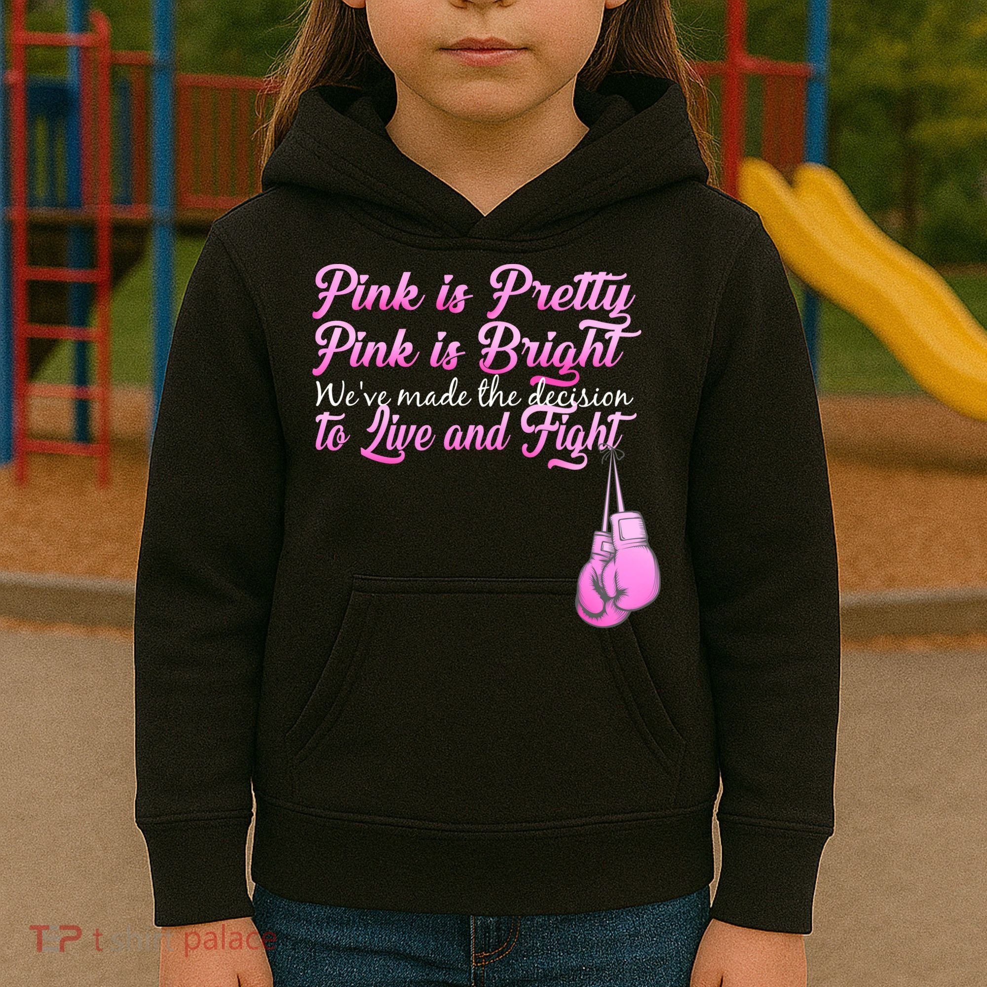 Live And Fight Pink Breast Cancer Kids Hoodie
