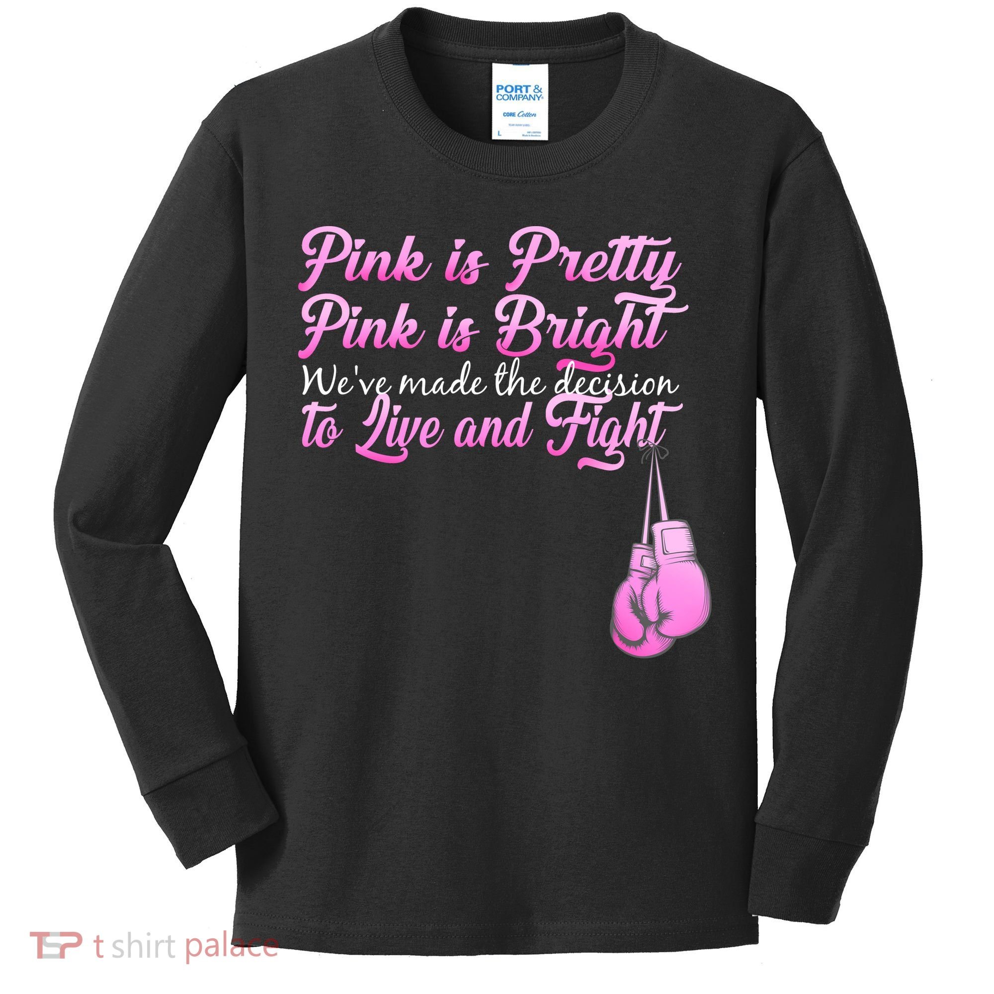 Live And Fight Pink Breast Cancer Kids Long Sleeve Shirt