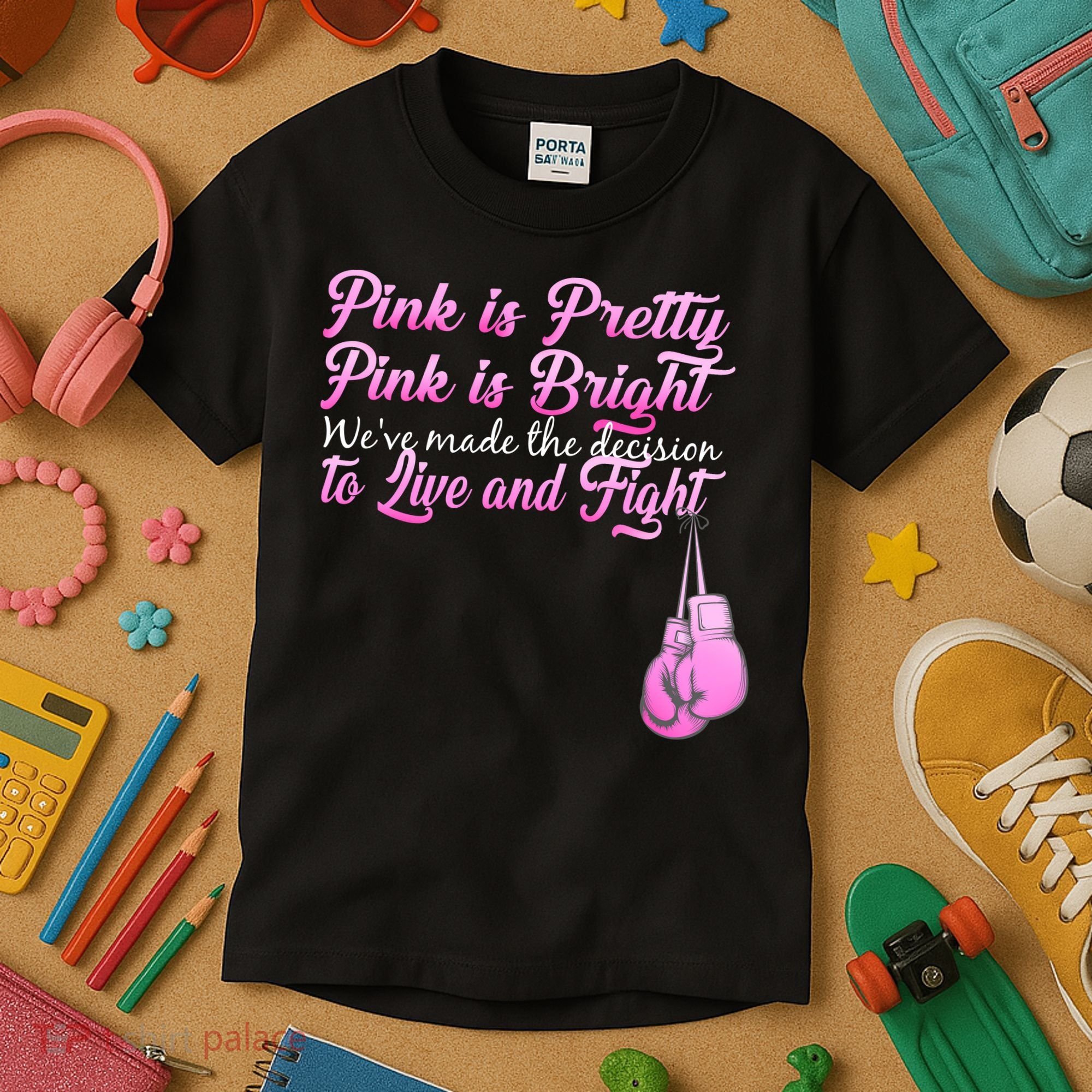 Live And Fight Pink Breast Cancer Kids T-Shirt