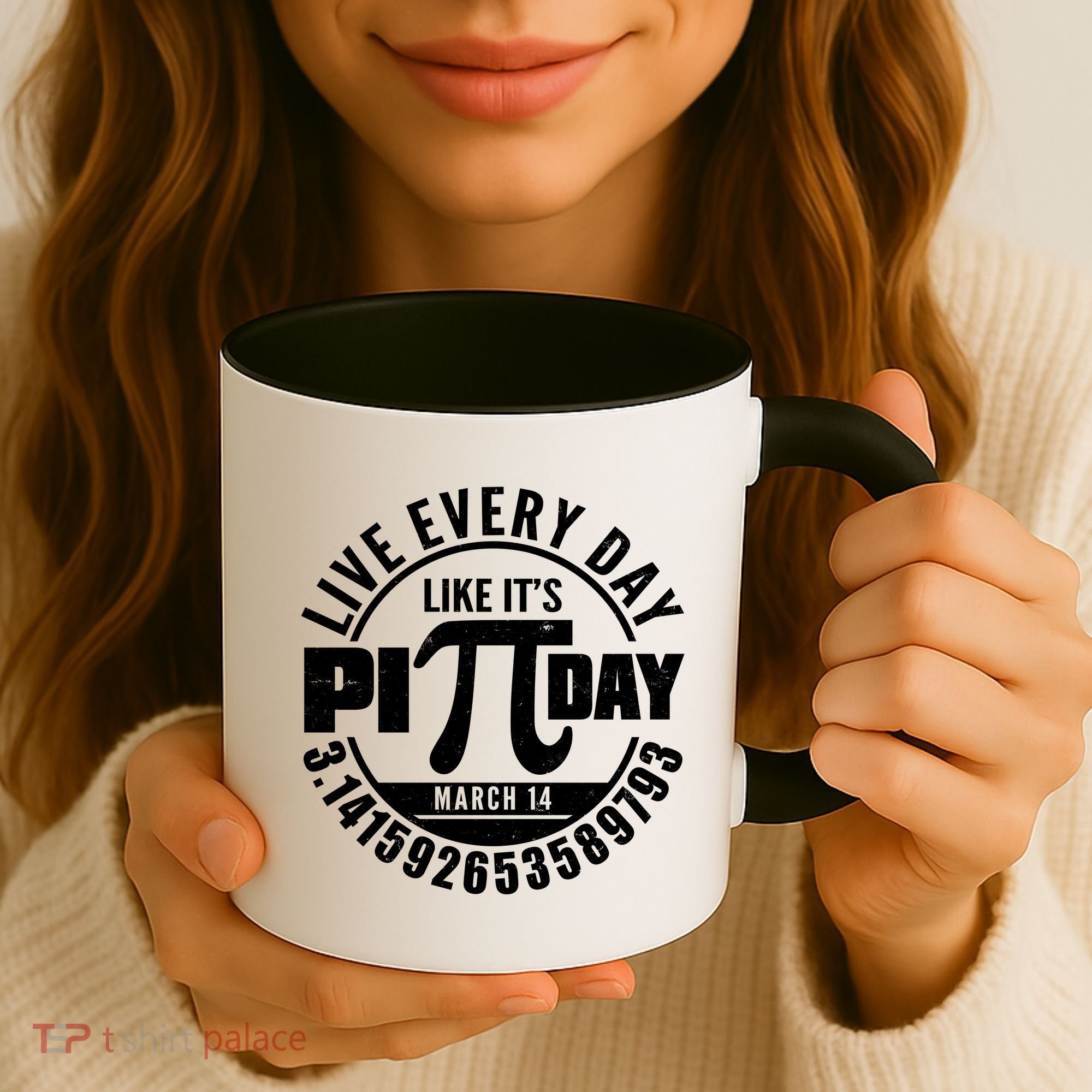 Live Every Day Like It's Pi Day March 14 3.14 Emblem Coffee Mug