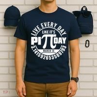 Live Every Day Like It's Pi Day March 14 3.14 Emblem T-Shirt thumb 6
