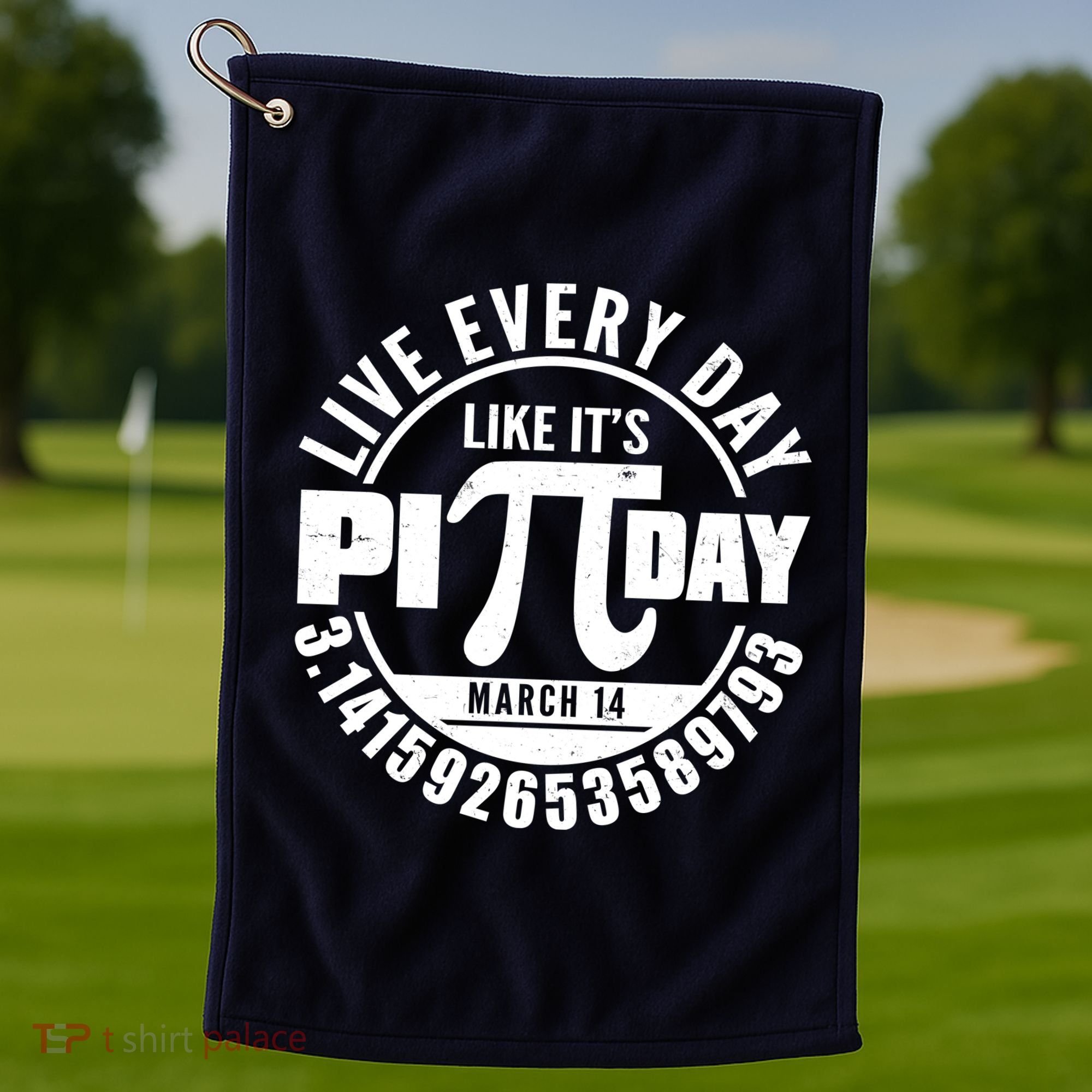 Live Every Day Like It's Pi Day March 14 3.14 Emblem Golf Towel