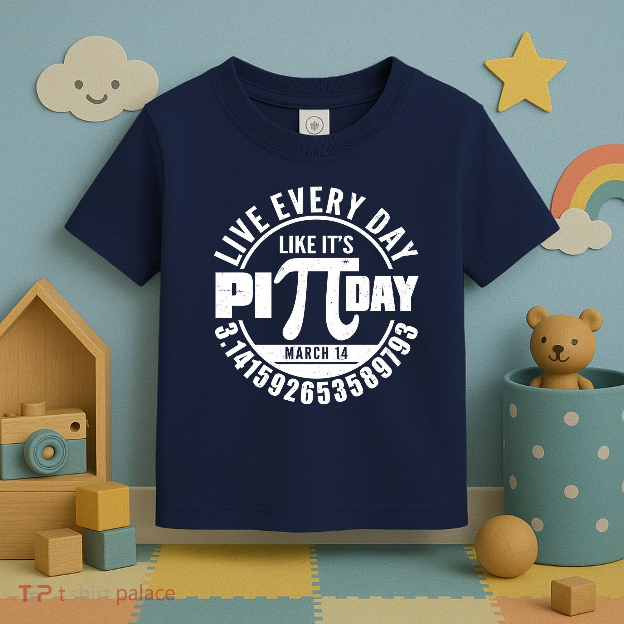 Live Every Day Like It's Pi Day March 14 3.14 Emblem Toddler T-Shirt