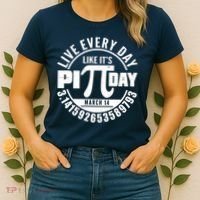 Live Every Day Like It's Pi Day March 14 3.14 Emblem Women's T-Shirt thumb 2