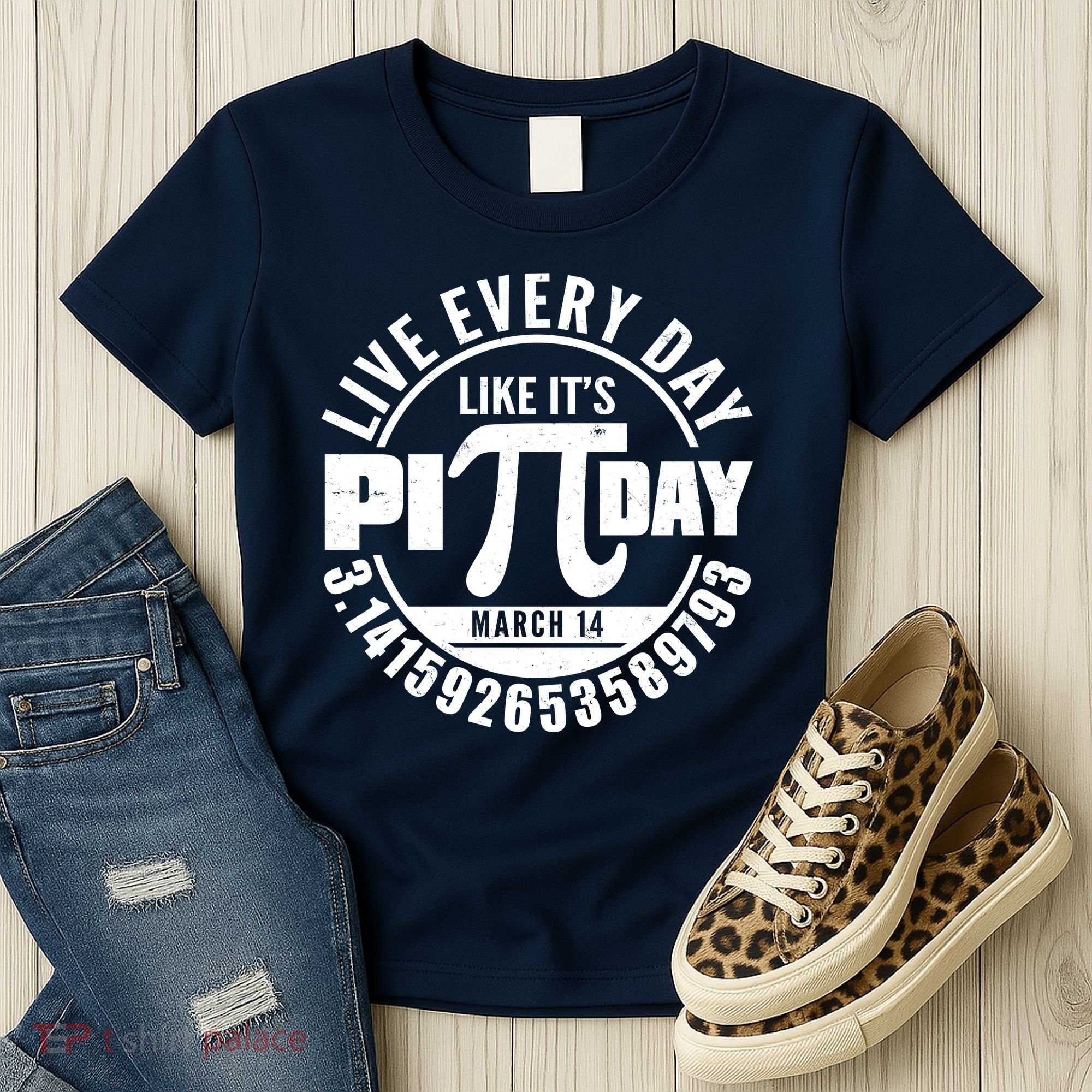 Live Every Day Like It's Pi Day March 14 3.14 Emblem Women's T-Shirt