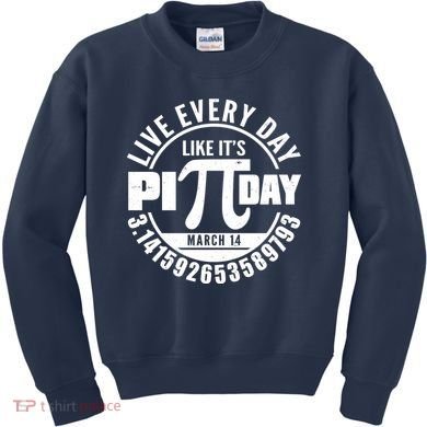 Live Every Day Like It's Pi Day March 14 3.14 Emblem Kids Sweatshirt