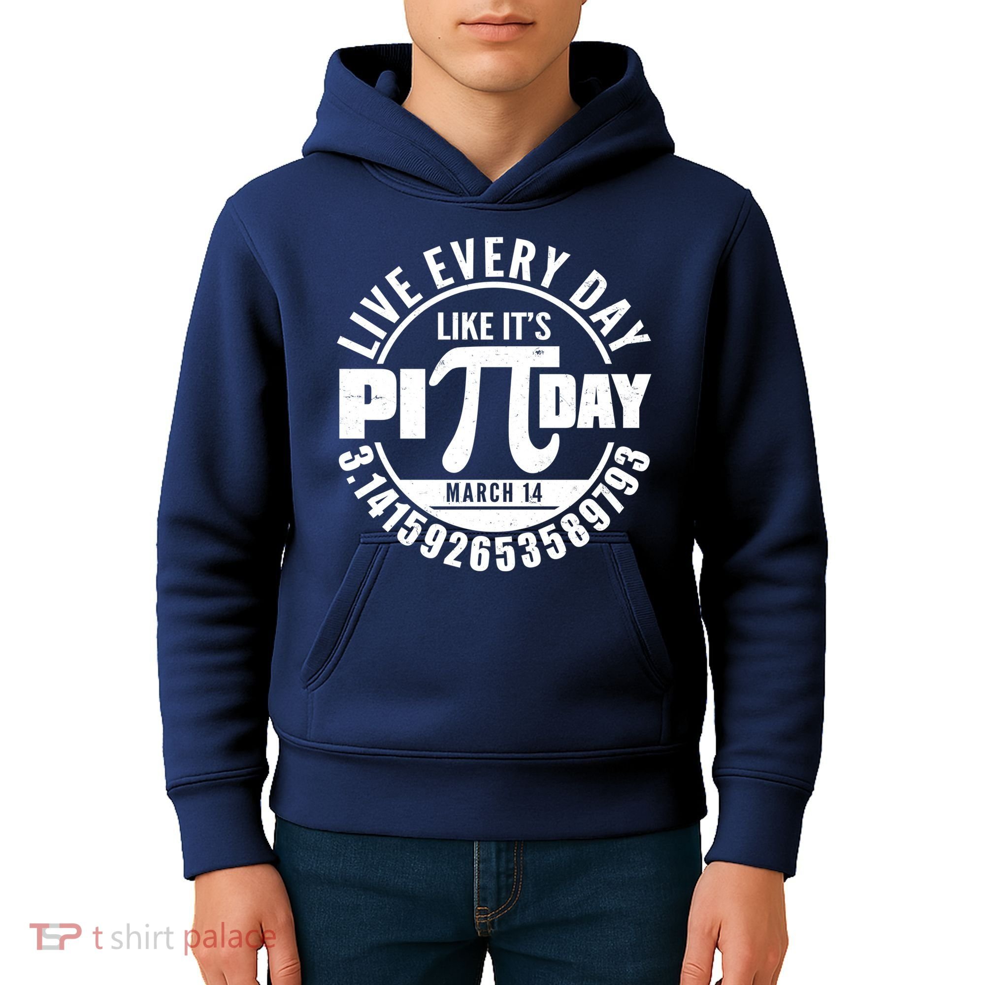 Live Every Day Like It's Pi Day March 14 3.14 Emblem Kids Hoodie