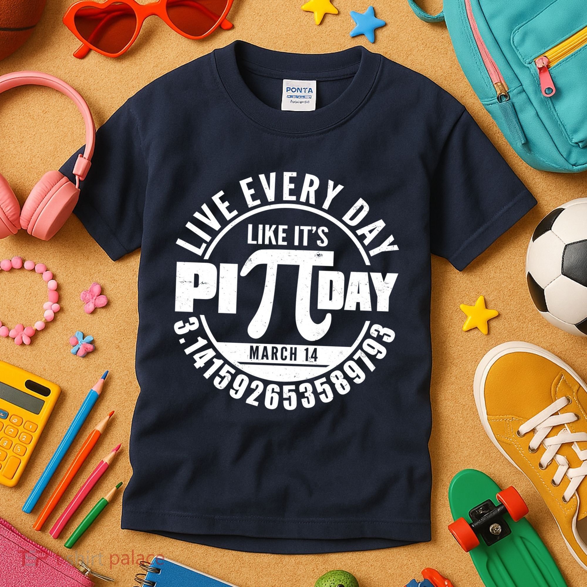 Live Every Day Like It's Pi Day March 14 3.14 Emblem Kids T-Shirt