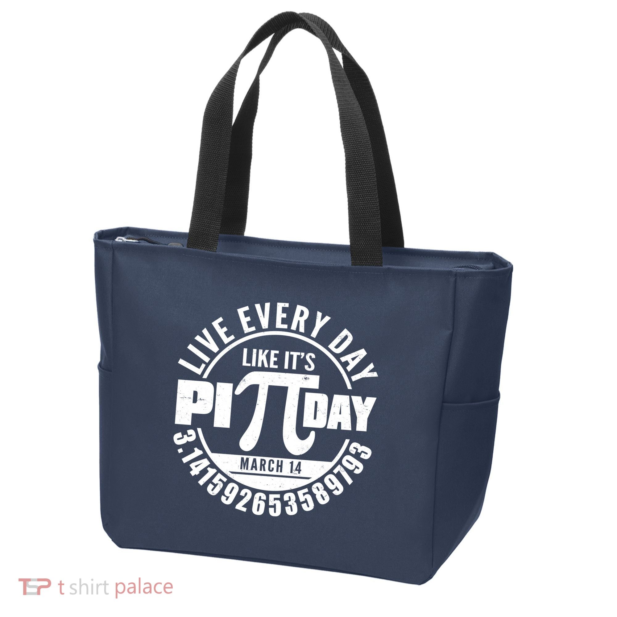 Live Every Day Like It's Pi Day March 14 3.14 Emblem Tote Bag