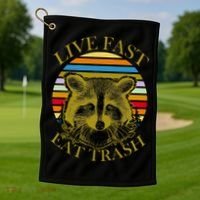 Live Fast Eat Trash Golf Towel thumb 1