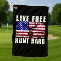 Live Free Hunt Hard Golf Towel thumb 1