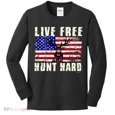 Live Free Hunt Hard Kids Long Sleeve Shirt