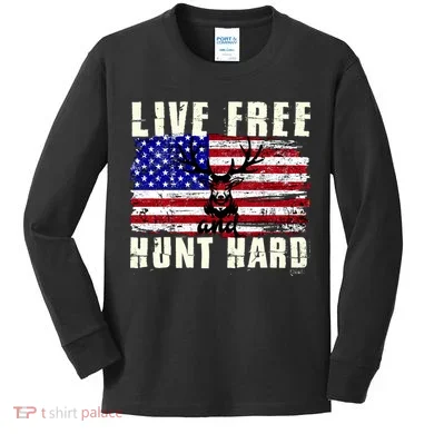 Live Free Hunt Hard Kids Long Sleeve Shirt