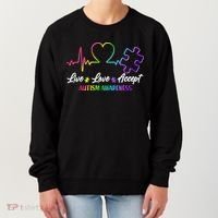 Live Love Accept Autism Awareness Rainbow Women's Sweatshirt thumb 0