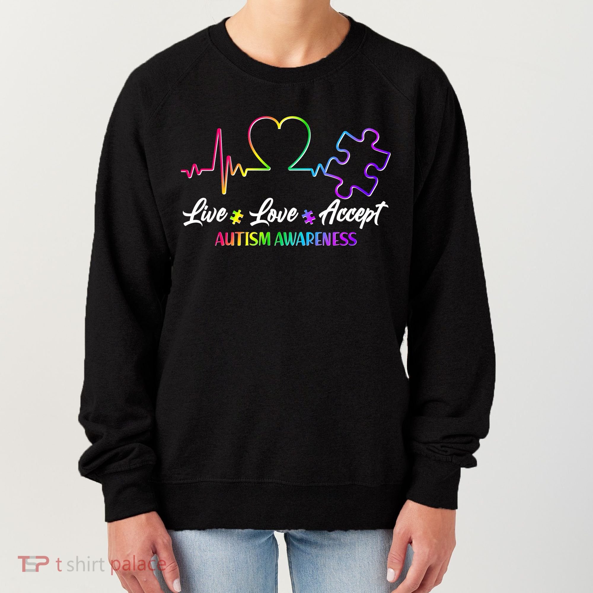 Live Love Accept Autism Awareness Rainbow Women's Sweatshirt