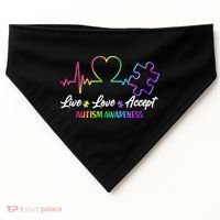 Live Love Accept Autism Awareness Rainbow USA-Made Doggie Bandana thumb 0
