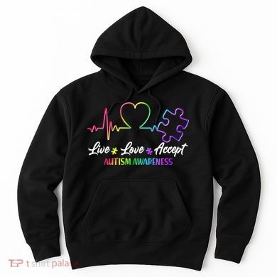 Live Love Accept Autism Awareness Rainbow Hoodie