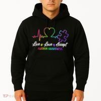 Live Love Accept Autism Awareness Rainbow Hoodie thumb 2
