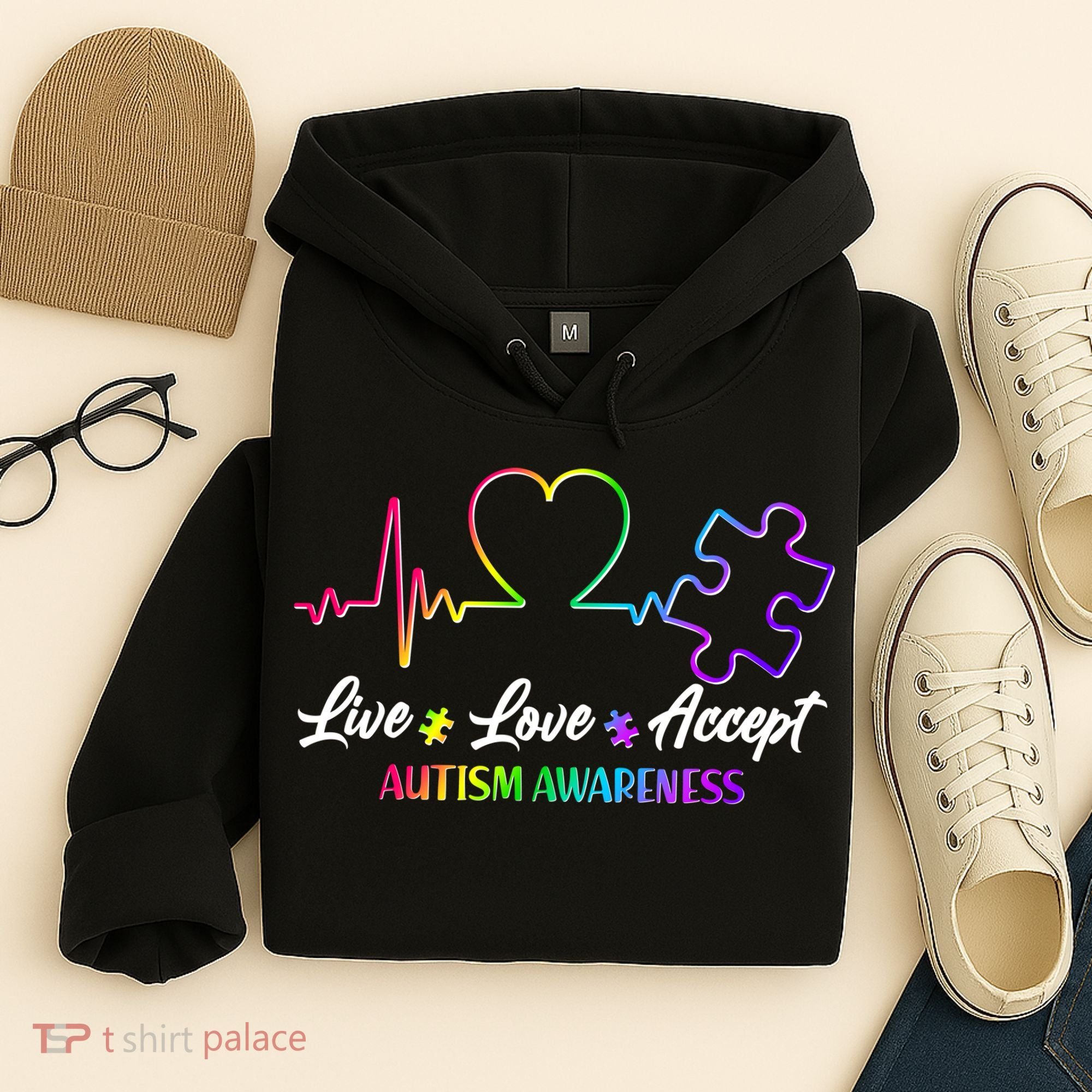 Live Love Accept Autism Awareness Rainbow Hoodie