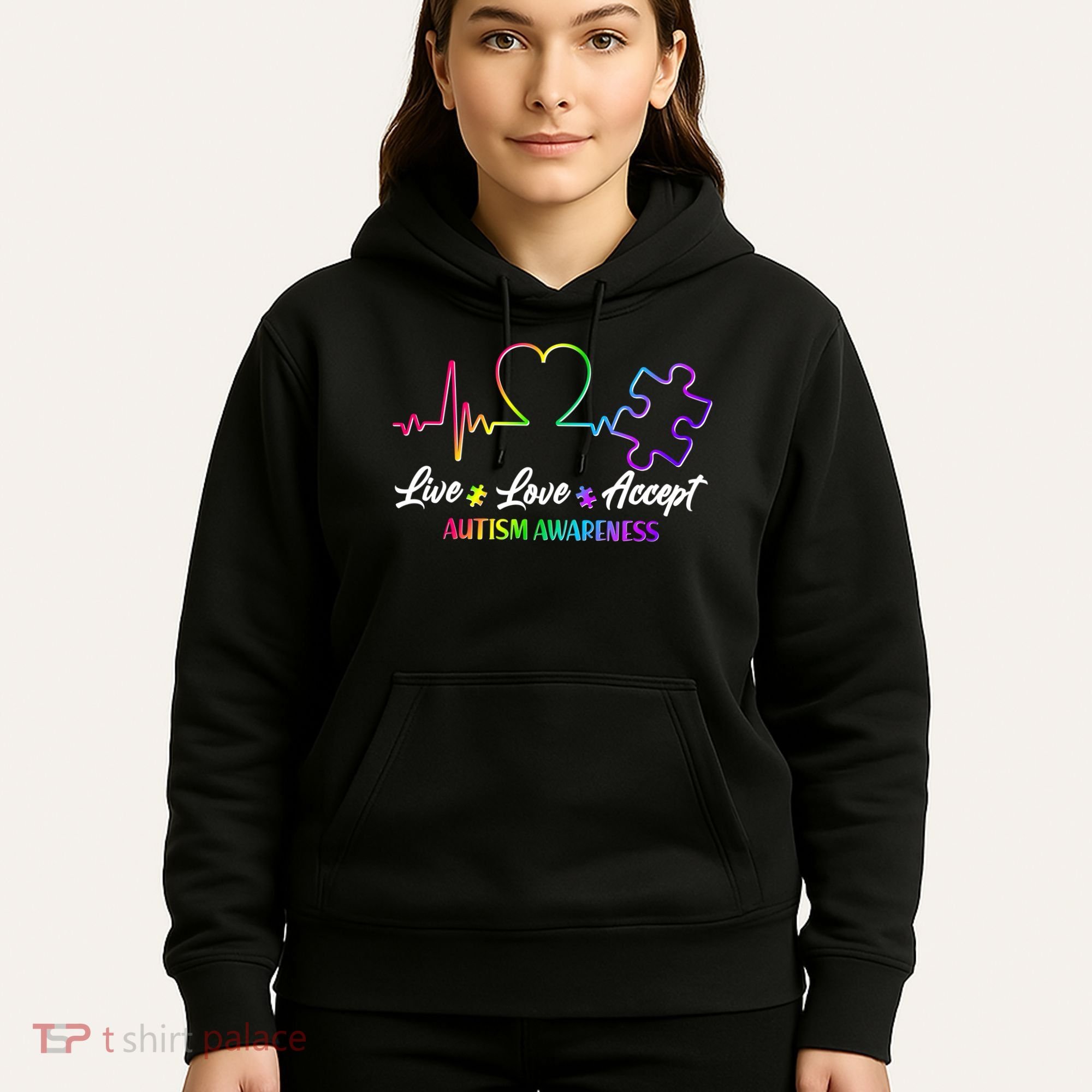 Live Love Accept Autism Awareness Rainbow Hoodie