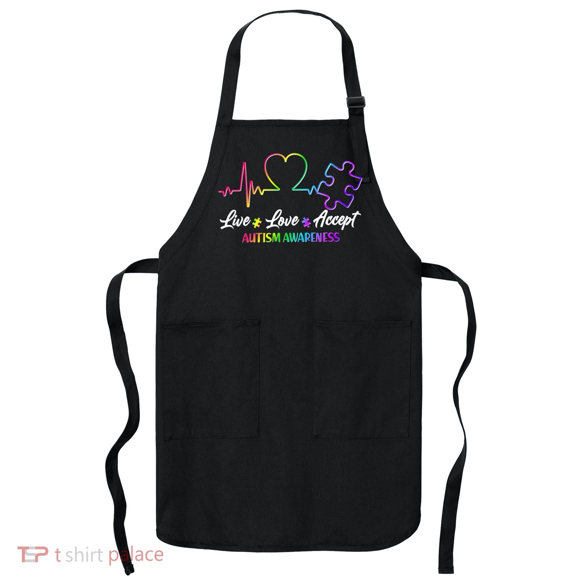 Live Love Accept Autism Awareness Rainbow Apron