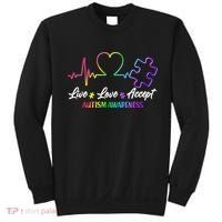 Live Love Accept Autism Awareness Rainbow Sweatshirt thumb 0