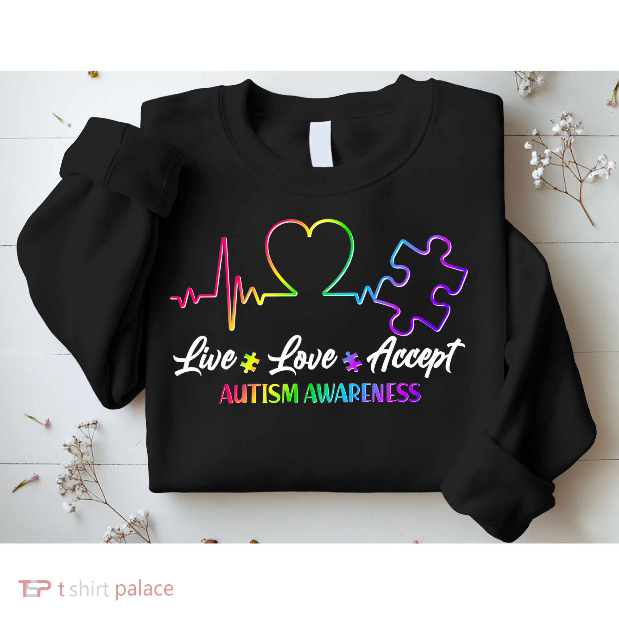 Live Love Accept Autism Awareness Rainbow Sweatshirt