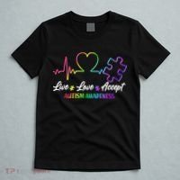 Live Love Accept Autism Awareness Rainbow T-Shirt thumb 5