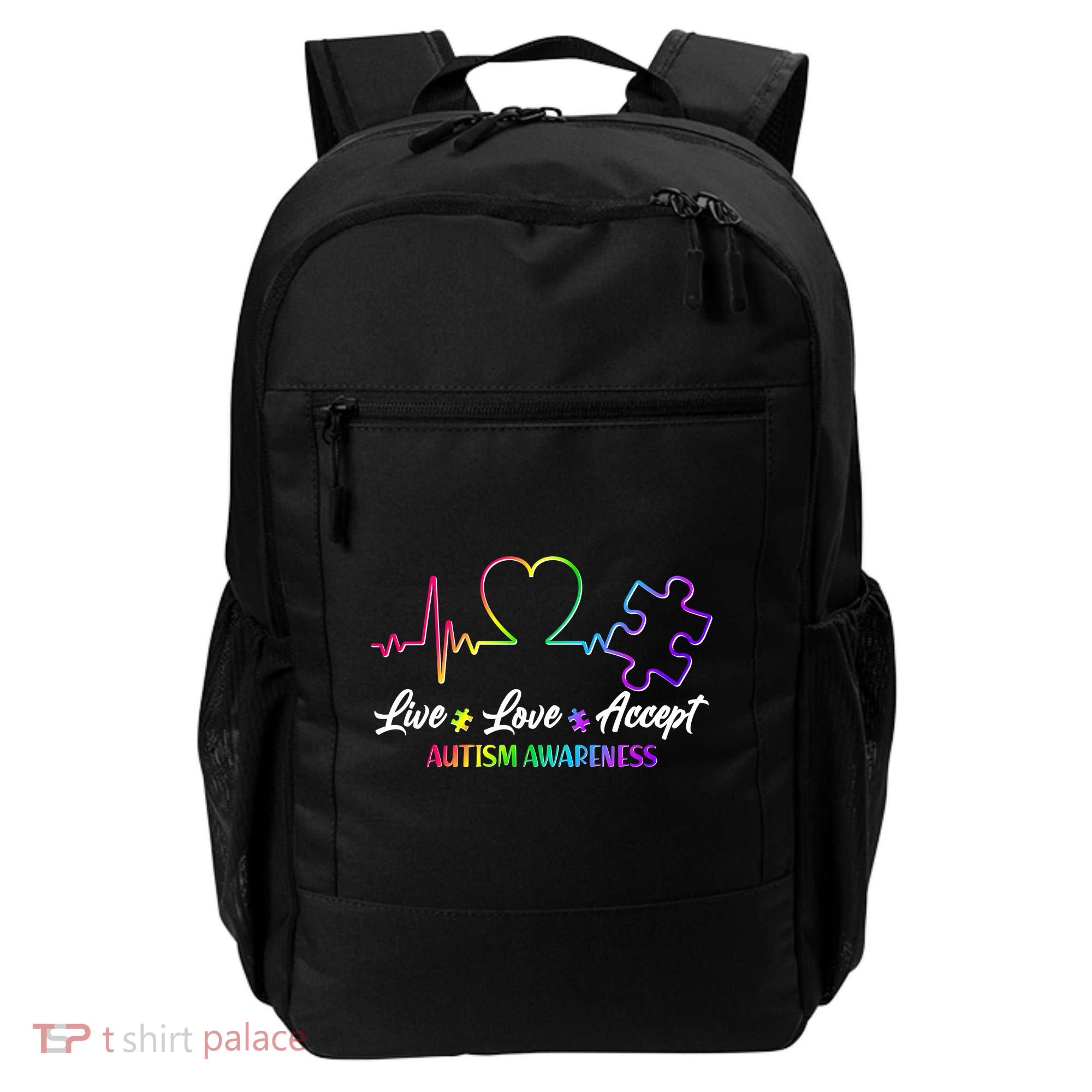 Live Love Accept Autism Awareness Rainbow Backpack