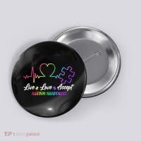 Live Love Accept Autism Awareness Rainbow Button thumb 0
