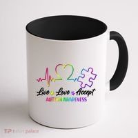 Live Love Accept Autism Awareness Rainbow Coffee Mug thumb 1