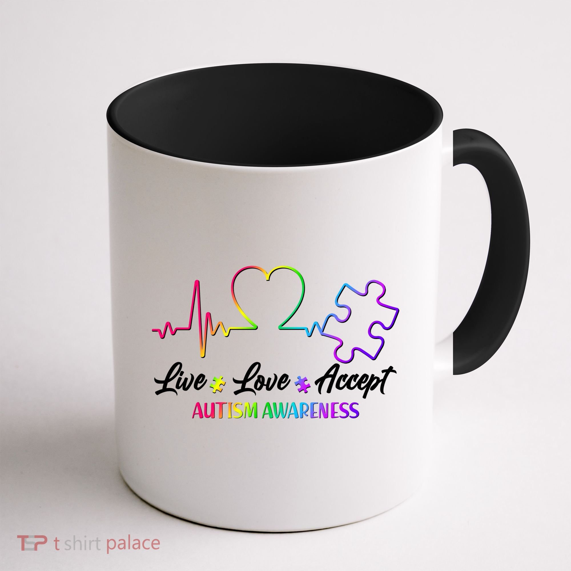 Live Love Accept Autism Awareness Rainbow Coffee Mug