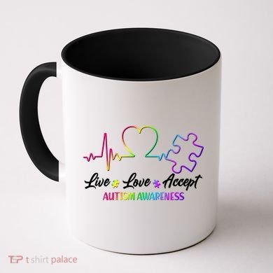 Live Love Accept Autism Awareness Rainbow Coffee Mug