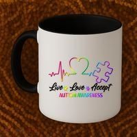 Live Love Accept Autism Awareness Rainbow Coffee Mug thumb 2