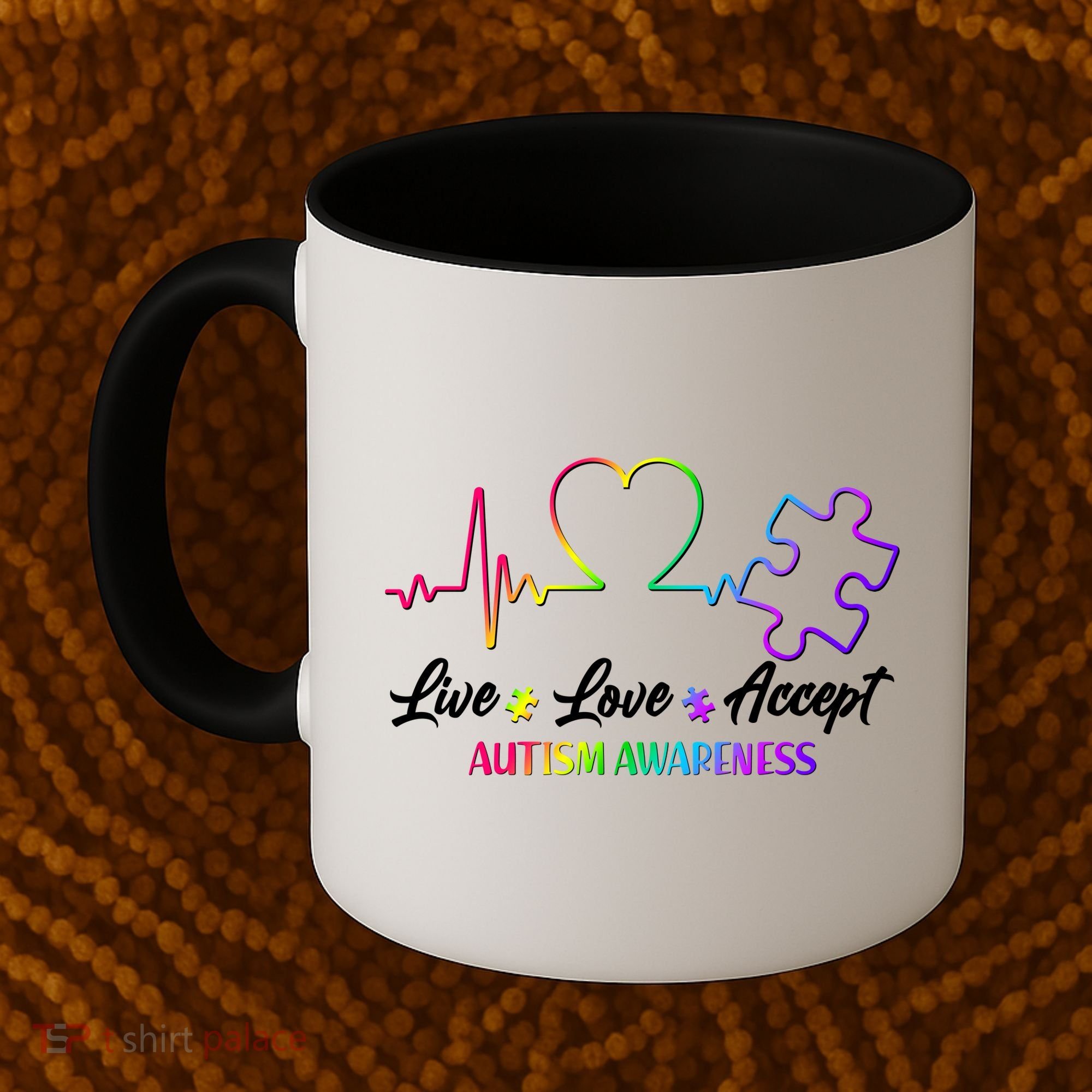 Live Love Accept Autism Awareness Rainbow Coffee Mug