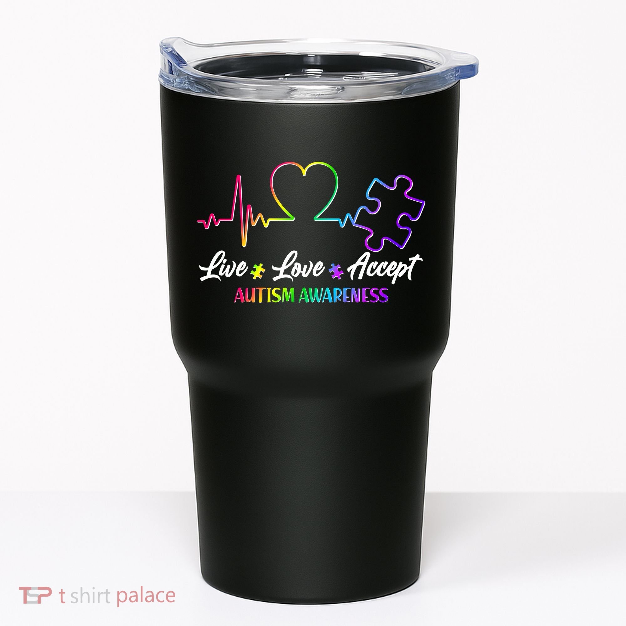 Live Love Accept Autism Awareness Rainbow Tumbler