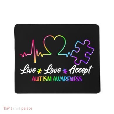 Live Love Accept Autism Awareness Rainbow Mousepad