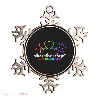 Live Love Accept Autism Awareness Rainbow Ornament