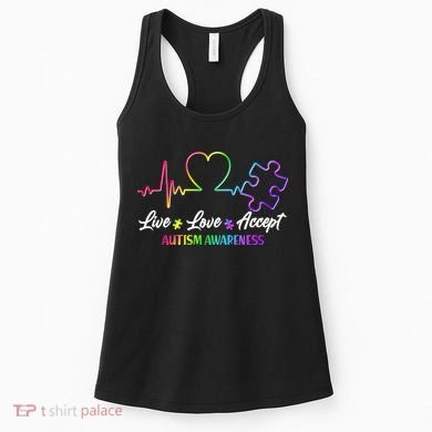 Live Love Accept Autism Awareness Rainbow Women's Tank Top