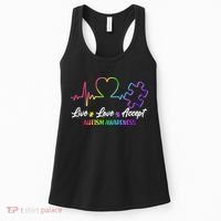 Live Love Accept Autism Awareness Rainbow Women's Tank Top thumb 0