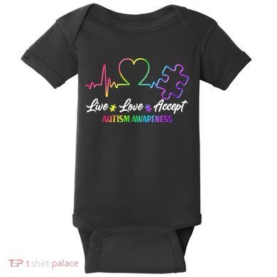 Live Love Accept Autism Awareness Rainbow Baby Bodysuit