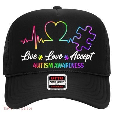 Live Love Accept Autism Awareness Rainbow Hat