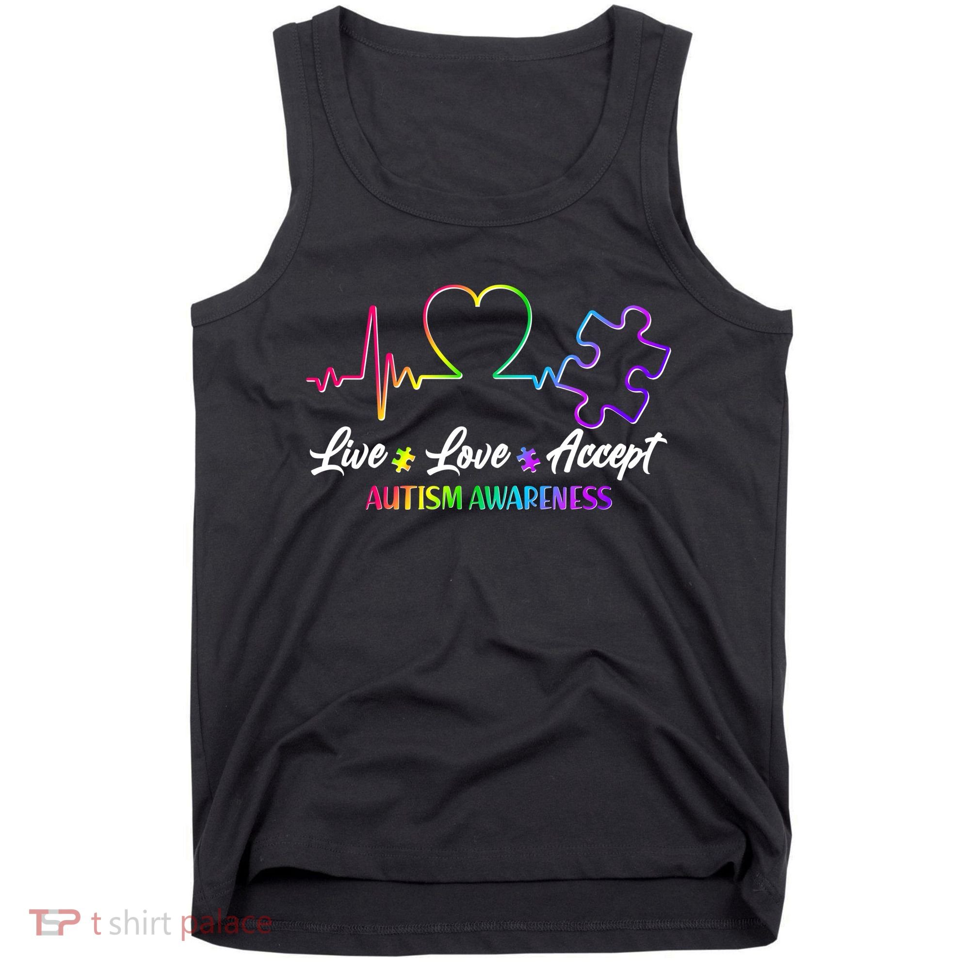 Live Love Accept Autism Awareness Rainbow Tank Top