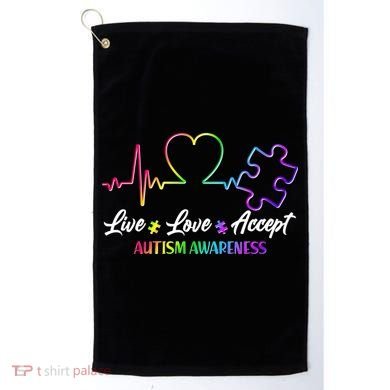 Live Love Accept Autism Awareness Rainbow Golf Towel