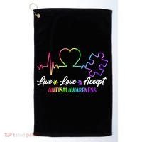 Live Love Accept Autism Awareness Rainbow Golf Towel thumb 0