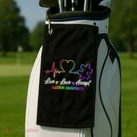 Live Love Accept Autism Awareness Rainbow Golf Towel thumb 2