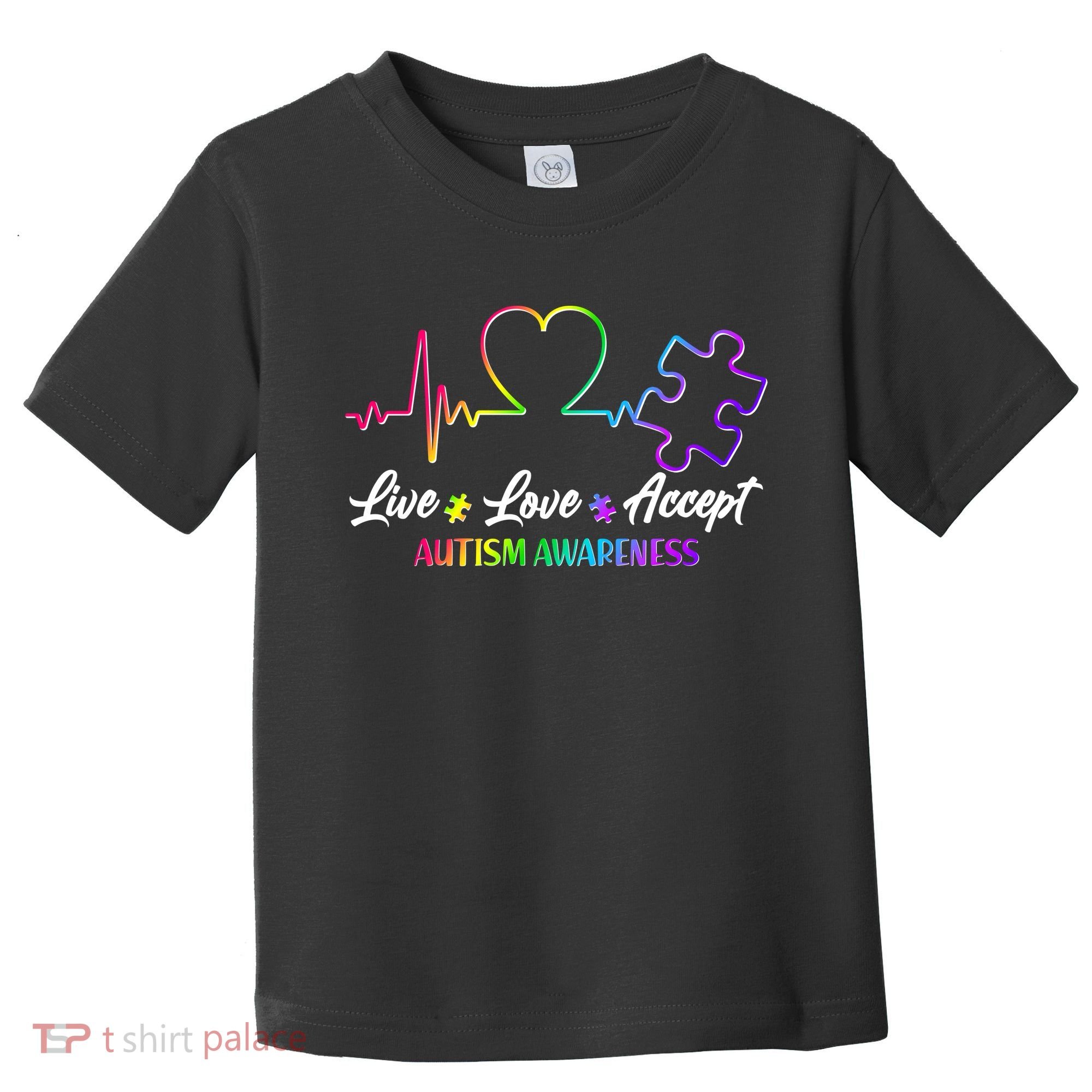 Live Love Accept Autism Awareness Rainbow Toddler T-Shirt