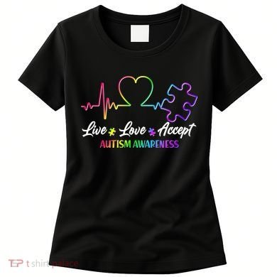 Live Love Accept Autism Awareness Rainbow Women's T-Shirt